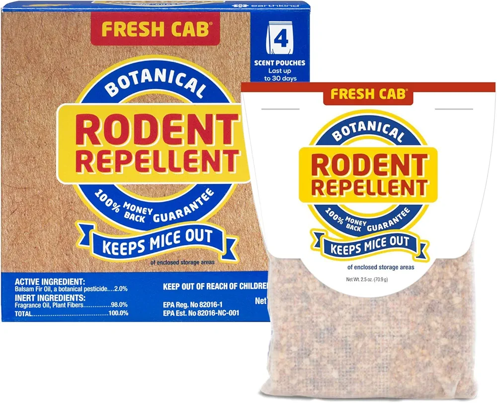 Fresh Cab Botanical Rodent Repellent 48 Scent Pouches - EPA Registered, Keeps Mice Out