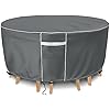 Gasadar Patio Furniture Covers, Round Outdoor Furniture Cover Waterproof, 600D Heavy Duty, 62" Dia x 28" H Round Patio Table Cover, Outdoor Cover for Patio Furniture Table and Chairs Set -Grey