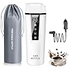 Car Electric Kettle: 12V/24V Portable Water Boiler Heated Travel Mug,Multiple Temperature Adjustable Coffee Tea Truck Cup with 304 Stainless Steel Dry Burn Protection & Handy Cup Bag