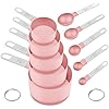 Measuring Cups and Spoons Set, 10 Pieces Nesting Measure Cups and Spoons, Kitchen Essentials Gadgets with Stainless Steel Handle for Dry & Liquid Ingredient, Pink