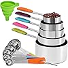 Bopei Measuring Cups and Spoons Set Stainless Steel 11 Piece for Cooking and Baking Kitchen Funnel