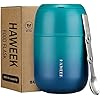 HAWEEK Insulated Food Container 17 oz Soup Thermo for Hot Food Adults, Stainless Steel Vacuum Lunch Box with Folding Spoon, Adult Kids Thermo Portable with Handle for School, Office, Outdoor