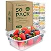 PrepNaturals 50 Pack Meal Prep Containers - 50 Pack of 25 Oz 100% BPA-free Plastic Food Storage Containers with Lids - Reusable Plastic Containers with Lids - Dishwasher Safe Lunch Containers