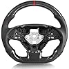 TESFEEL Steering Wheel for Chevy Corvette C7 2014-2019 Hydro-Dip Carbon Fiber D-shaped Flat-bottom Steering Wheel Preforated Leather Grip Hand-Stitched Compatible with Corvette C7 Z06 Z51 Grand Sport