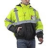 Mens High Visibility Jacket Waterproof with Hood, Reflective Hi Vis Winter Jacket, Safety Work Yellow Jackets for Men