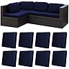 8Pcs Stretch Patio Cushion Covers Outdoor Cushion Covers,for Outdoor Couch Cushion Covers Replacement,Outdoor Sofa Covers Patio Slipcovers Couch Cover,Washable Furniture Cover (Navy Blue, Cover Only)