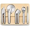 Caraway Kitchen Gadget Set - 5 Piece Kitchen Essentials - Stainless Steel - Includes Can Opener, Pizza Cutter, Garlic Press, Ice Cream Scoop, Vegetable Peeler, and Storage Organizer