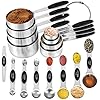 KELOFKO 16 Pieces Measuring Cups and Magnetic Measuring Spoons Set Stainless Steel,8 Measure Cups with Silicone Handle and 7 Double Sided Magnetic Measure Spoons & 1 Leveler