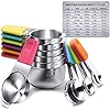 Measuring Cups, U-Taste Magnetic Measuring Cups and Spoons Set of 13 in 18/8 Stainless Steel: 7 Measuring Cups and 5 Measuring Spoons with 1 Professional Magnetic Measurement Conversion Chart