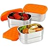 Stainless Steel Snack Containers for Kids|Easy Open Leak Proof, Small Food Containers with Silicone Lids|Perfect Metal Toddler Lunch Box for Daycare and School