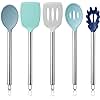 COOK WITH COLOR Silicone Cooking Utensils, Kitchen Utensil Set, Easy to Clean Silicone Kitchen Utensils, Cooking Utensils for Nonstick Cookware, Kitchen Gadgets Set, 5 Pieces, Blue Ombre