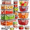 JSCARES 40 PCS Food Storage Containers with Lids Airtight (20 Lids &20 Containers) - Leakproof Meal-Prep Containers for Kitchen Storage Reusable Plastic Microwave/Dishwasher Safe with Labels & Pen