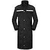 iCreek Raincoat Waterproof Long Rain Jacket Lightweight Rainwear Reflective with Packable Hood for Men Women Adults (L, Black)