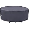 F&J Outdoors Outdoor Patio Furniture Covers, Waterproof UV Resistant Anti-Fading Cover for Large Round Table Chairs Set, Grey, 84 inch Diameter