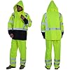 sesafety Hi Vis Rain Jacket, Class 3 High Visibility Rain Gear for Men, Rain Suits for Men Waterproof with Nterior Mesh, Zipper, Yellow (L/XL)