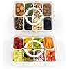 Snackle Box Container 2 Pack Divided Serving Tray with Lid and Handle Snack Box Charcuterie Container for Portable Snack Platter, Clear Organizer for Fruit Snack, Perfect for Road Travel Picnic Party