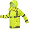 iCreek Safety Rain Jacket for Men & Women Reflective Waterproof Raincoat With a hat High Visibility Anti-Storm (L, Yellow)