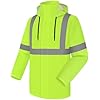 Uno Mejor Hi Vis Rain Jacket Rain Suits for Men, High Visibility Waterproof Rain Coat with Hood, Class 3 Lightweight High Vis Rain Gear for Outdoor Activities& Safety Work, Men Women, Yellow T, L-XL