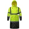 DPSAFETY Reflective Rain jackets for men waterproof,Hi Vis Rain Coat With 3M Reflective Strips，High Visibility Class 3 Rain Gear With 2 large pockets，Zipper,Black Bottom Lime，Medium