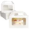 FEXTA Slice Cake White Boxes with Window and Handle - (50 Pack) 6.1" x 4.1" x 4.0" Disposable Paper Gable Box For Candy Boxes Party Favors Bakery Macaron Pastries Cookies Pie Cupcak