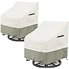 LSongSKY Outdoor Swivel Lounge Chair Cover 2 Pack,Waterproof Heavy Duty Outdoor Chair Covers,Patio Rocking Chair Covers for Outdoor Furniture,(30 W x 34 D x 38.5 H inches),White&Grayish Green