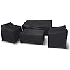 STARTWO Outdoor Furniture Cover Waterproof, 4 Piece Patio Furniture Covers Set, Heavy Duty Lawn Patio Covers for 1xSofa Cover, 2xChair Covers, 1xCoffee Table Cover with Windproof Buckle Strap, Black