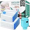 Morecoo Vacuum Storage Bags with Electric Pump & New Air Valve, 10 Pack Space Saver Bags (5 Jumbo/5 Large) for Clothes, Comforters, Blankets - Press & Pump Compression Bags for Travel Essentials