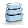 Lille Home Leak Proof Salad Container Stainless for Lunch - Snack Containers Steel - Ideal for Educational Settings & Daycare - Nesting Trio with Silicone Lids - 47oz+30oz+16oz - Blue