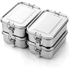 Umigy 4 Pcs Stainless Steel Bento Box Metal Lunch Box Food Storage Containers Metal Lunch Container, Lockable Clips to Leak Proof, Reusable Dishwasher Safe Lunch Snack Boxes for Work, Picnic (850ml)