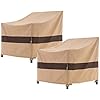 WJ-X3 Patio Chair Cover, Outdoor Lounge Cover, Heavy Duty, Waterproof Lawn Chair Covers, 43W x 42D x 42H, Beige/Coffee, 2-Pack