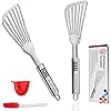 Premium Fish Spatula - Rust-Resistant Stainless Steel, Non-Slip Handle, Ideal for Grilling, Frying, Turning and Flipping Fish, Meat, Eggs, and More - Ergonomic Design for Perfect Results - Set of 2