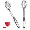 Premium Spaghetti Spoon Server Set - Stainless Steel Slotted Pasta Spoon and Fork with Comfortable Grip Design - Ideal for Serving and Straining Spaghetti, Noodles, and More - Set of 2 With Bonus Gift