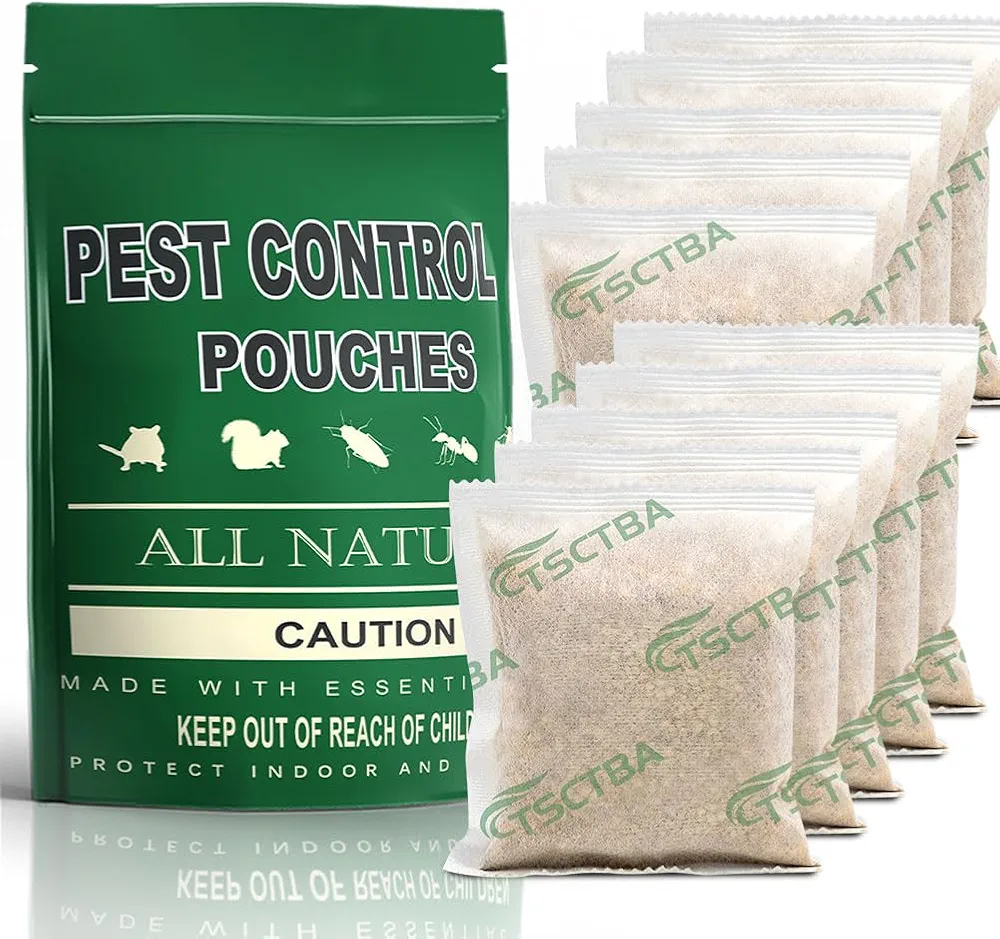 Pest Control Pouches,Rodent Repellent,Mouse Repellents,Peppermint Oil to Repel Mice and Rats,Rat Deterrent, Repel Mosquito, Roach, Ant, Rodent,Spider, Moths & Other Pest Repellent-10Pouches