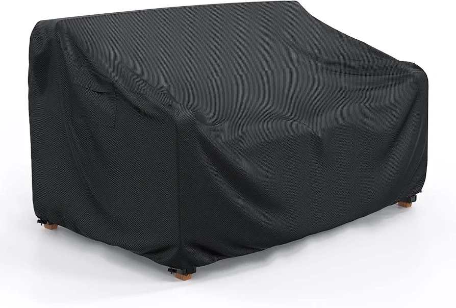 Patio Sofa Cover Waterproof - Heavy Duty 2-Seater Outdoor Sofa Cover Patio Furniture Covers with Air Vent and Handles, 60" L×34" D×30" H, Black