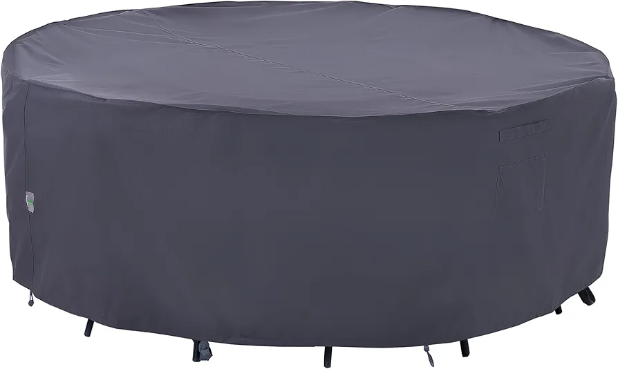 F&J Outdoors Outdoor Patio Furniture Covers, Waterproof UV Resistant Anti-Fading Cover for Large Round Table Chairs Set, Grey, 84 inch Diameter