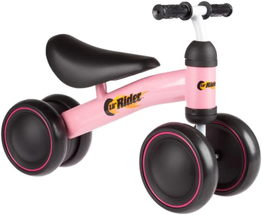 Ride On Mini Trike with Easy Grip Handles, Enclosed Wheels and No Pedals for Learning to Walk for Baby, Toddlers, Boys and Girls by Lil’ Rider (Pink)