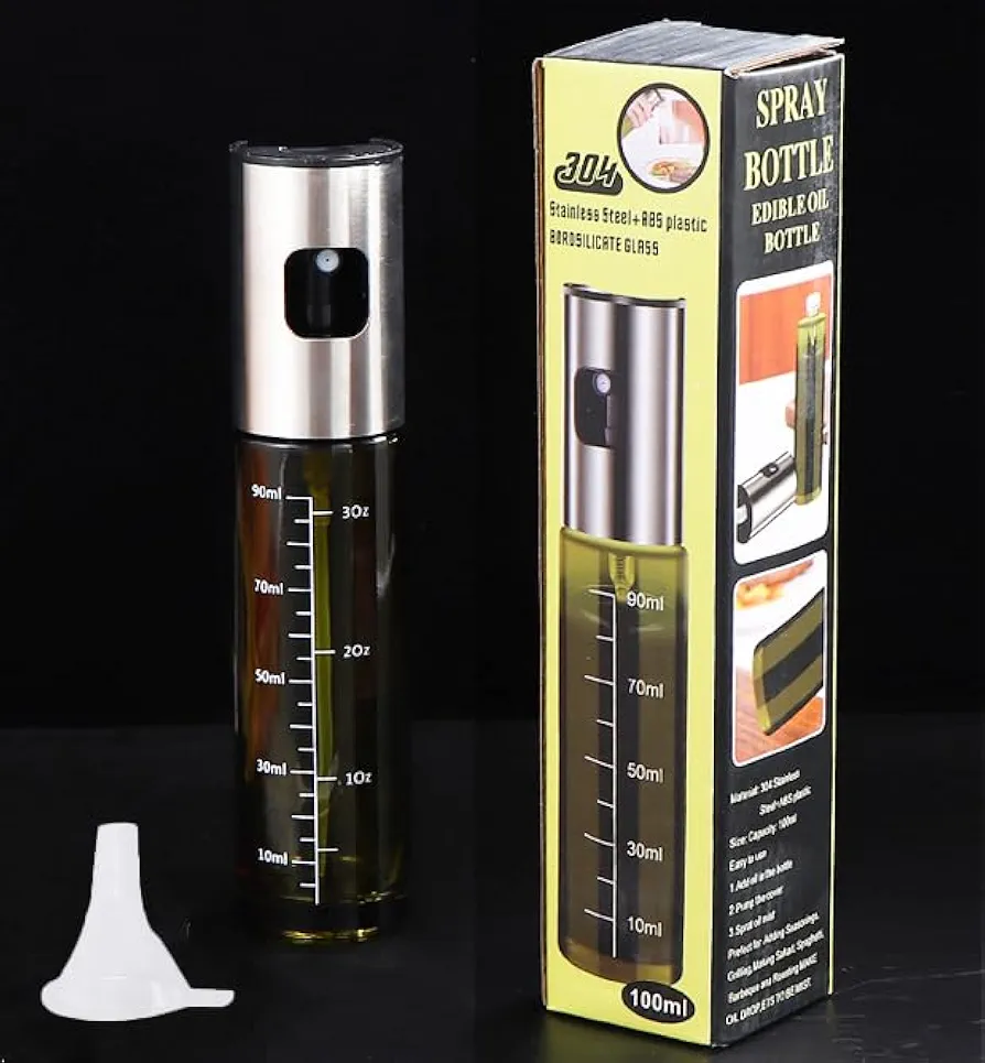 Oil Sprayer for Cooking,100ml Olive Oil Spritzer,Oil Sprayer for Air Fryer, Salad,BBQ,Roasting (Light Blockage)