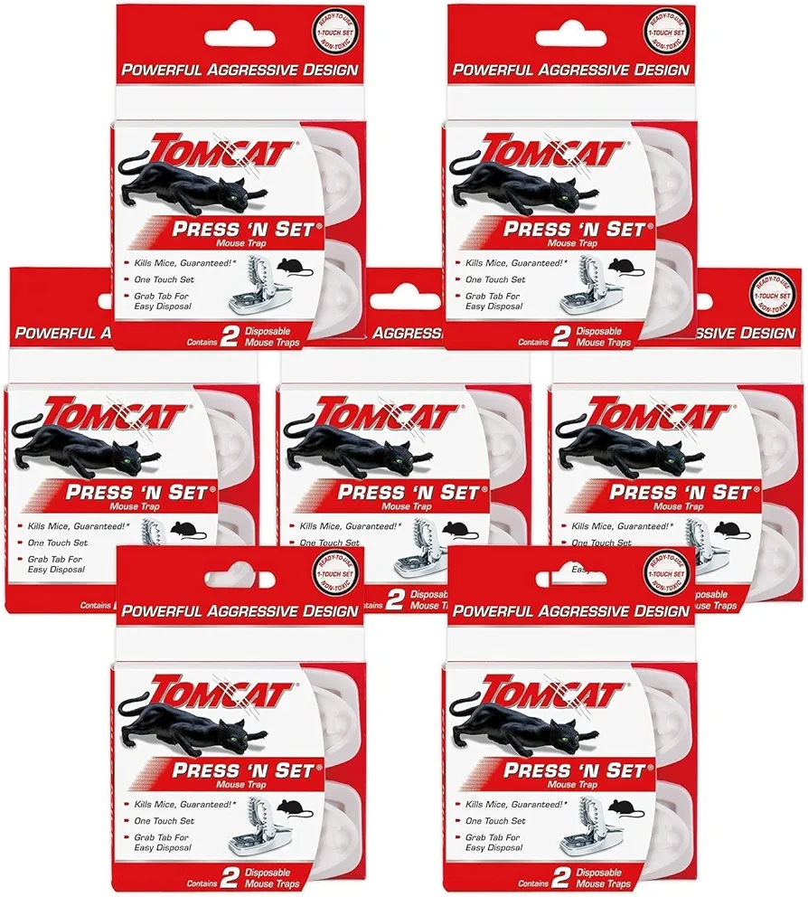 Tomcat Press 'N Set Mouse Trap, 2 Traps/Pack (7-Pack)