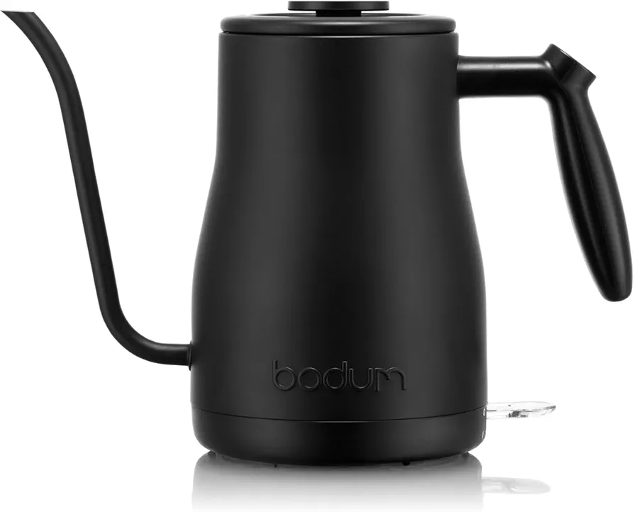 Bodum 34oz Bistro Gooseneck Electric Water Kettle, Pour Over Coffee & Tea, Stainless Steel, Matte Black