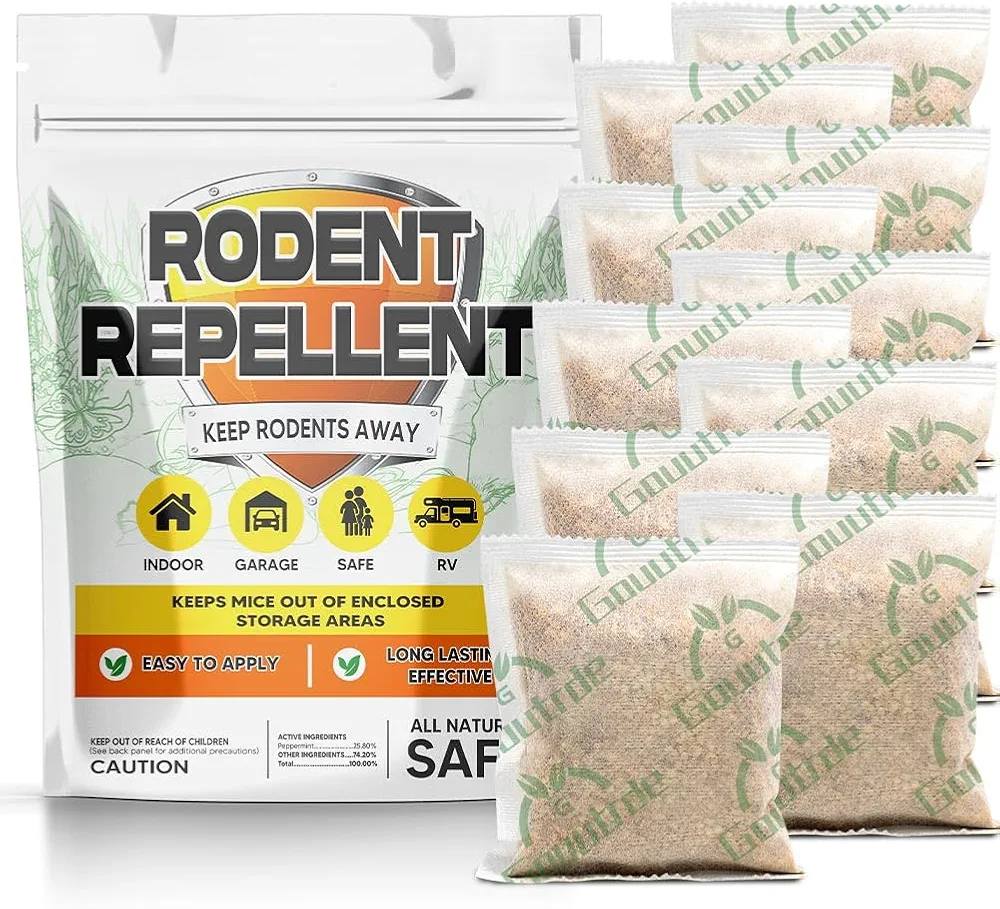 Mouse Repellent Pouches, Mice Repellent Indoor, Rodent and Rat Repellent for House, Extra-Strength Peppermint to Repel Mice and Rats, Mice Deterrent Outdoor, Keep Mice Out of Camper/RV-10P