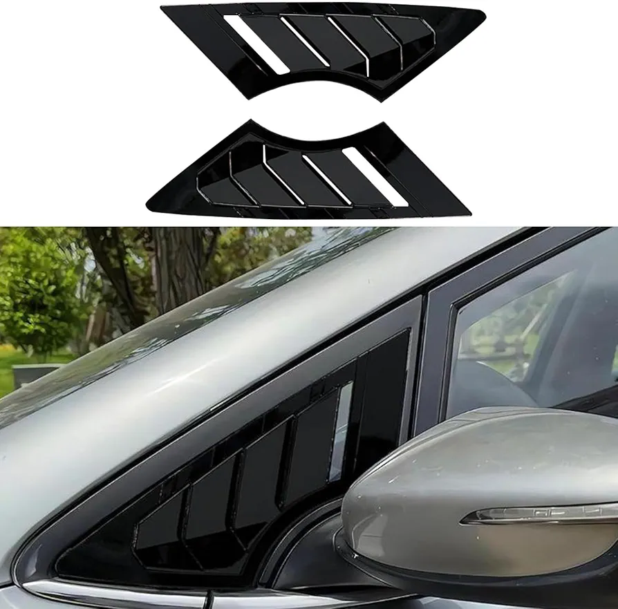 Fits for KIA Forte 2014 2015 2016 2017 2018 2PCS ABS Sport Style Front Side Window Louvers Side Vent Window Decorative Covers Auto Exterior Decoration Trim Accessories(Bright Black)