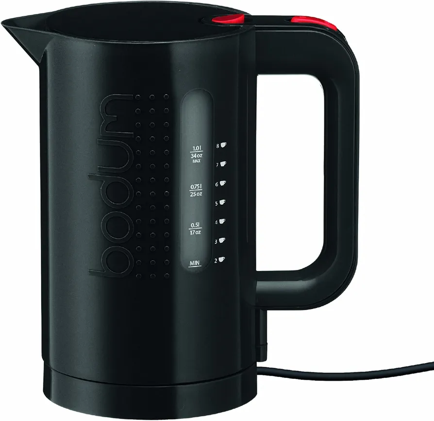 Bodum 34oz Bistro Electric Water Kettle For Coffee & Tea, BPA-Free Plastic, Rapid-Boil, Auto Shut-Off, Black