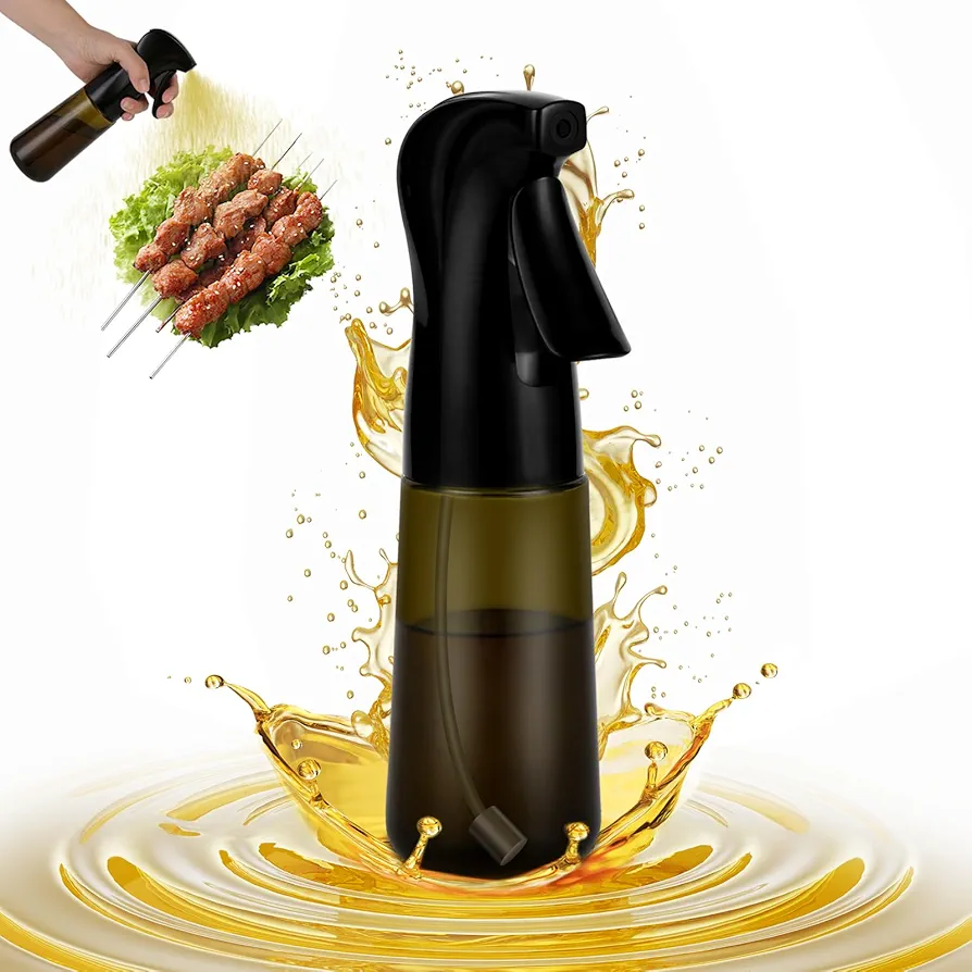 6oz Glass Olive Oil Sprayer Bottle for Cooking, Oil Mister Spray Dispenser Bottles with Portion Control for Kitchen (Green Bottle, Light Blockage)