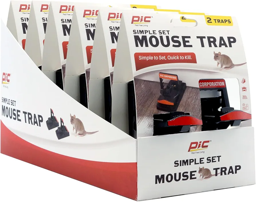 PIC Simple Set Mouse Traps, 2 Count (Pack of 6)