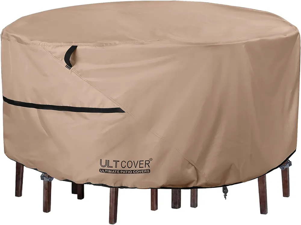 ULTCOVER Round Patio Furniture Cover - Outdoor Waterproof Table with Chair Set Cover 76 inch