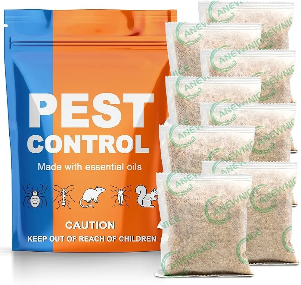 Pest Control Pouches Indoor/Outdoor,Extra-Strength Peppermint Oil Mice Repellent Repel Mosquito, Rodents, Roach, Ant, Bugs,Spider, Moths&Other Pest-8P