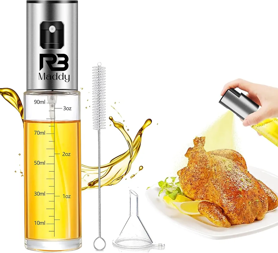 Oil Sprayer for Cooking 100ml, Olive Oil Sprayer Mister Portable Glass Cooking oil sprayer, Oil Mister for Air Fryer, Oil bottle Sprayer for Kitchen Baking, Salad, Baking, Roasting, BBQ