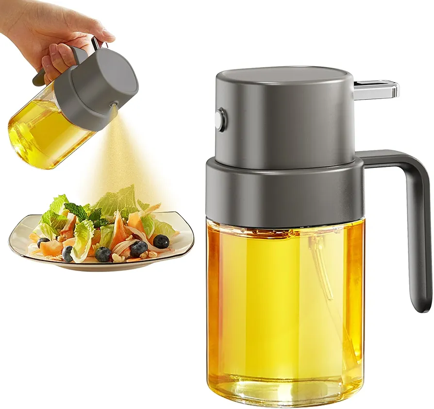 YARRAMATE Oil Sprayer for Cooking, 6.8 OZ/ 200 ML Premium Oil Spray Bottle for Kitchen, Food-grade Olive Oil Sprayer, Portable Oil Mister for Air Fryer, kitchen, Outdoor BBQ and Camping (Grey)