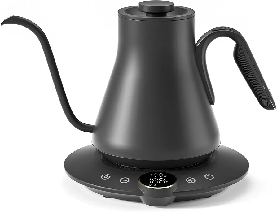 Cocinare Gooseneck Electric Kettle with Temperature Control, Pour Over Coffee & Tea, Retro Vintage Style 1200W for 180-sec Quick Boil Time, Stainless Steel Kettle Water Boiler, 30oz/0.9L (Dark Grey)