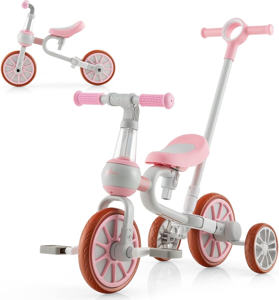 BABY JOY 4 in 1 Tricycle for Toddlers, Kids Trike Baby Balance Bike w/Adjustable Seat, Pedals & Wheels, Boy Girl Ride-on Toy